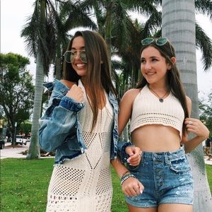 LF beige knit halter top